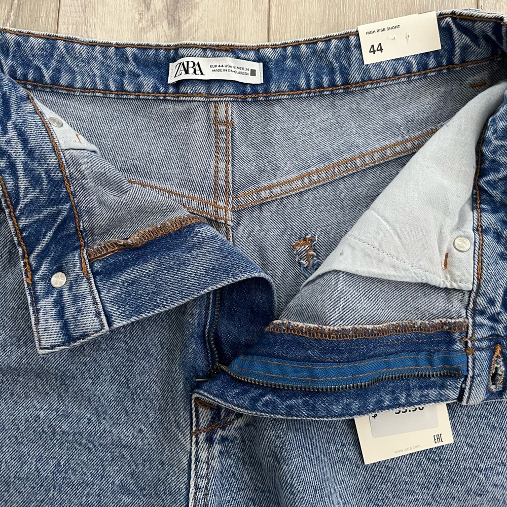 Zara High Rise Denim Shorts - Picture 5 of 9